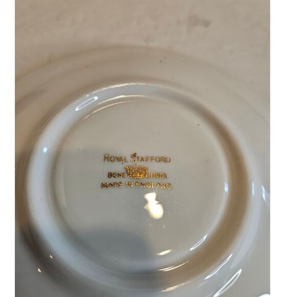 Elegant Royal Stafford Bone China Teacup & Saucer Set: Blue Rose  Gold Accents - Picture 8 of 10